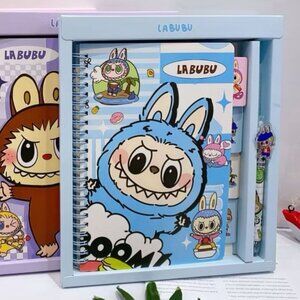 Labubu Notebook and Pen Gift Set – Kawaii Blue Stationery Box